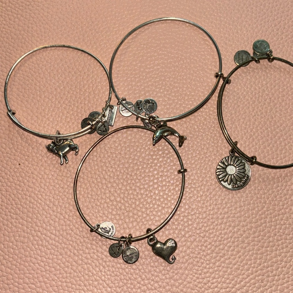 Alex and Ani bundle! Dolphin, Cat, Heart, flower.
